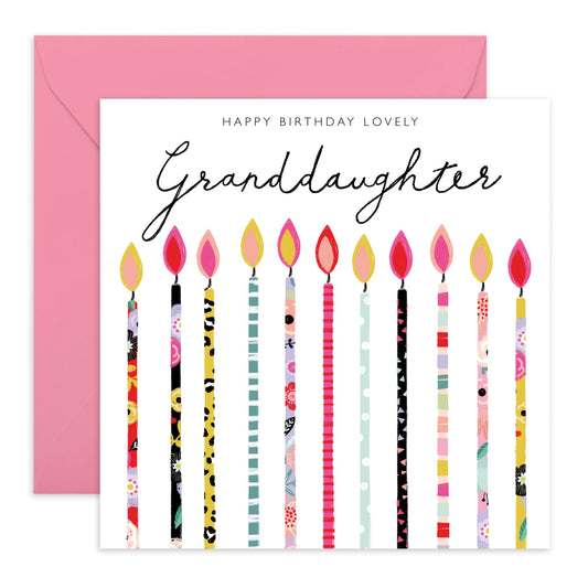 Happy Birthday Granddaughter Card For Her - Trendy Birthday Candles - Pretty Birthday Cards For Girls Teens - Granddaughter Gifts For Women - Comes With Fun Stickers By Central 23