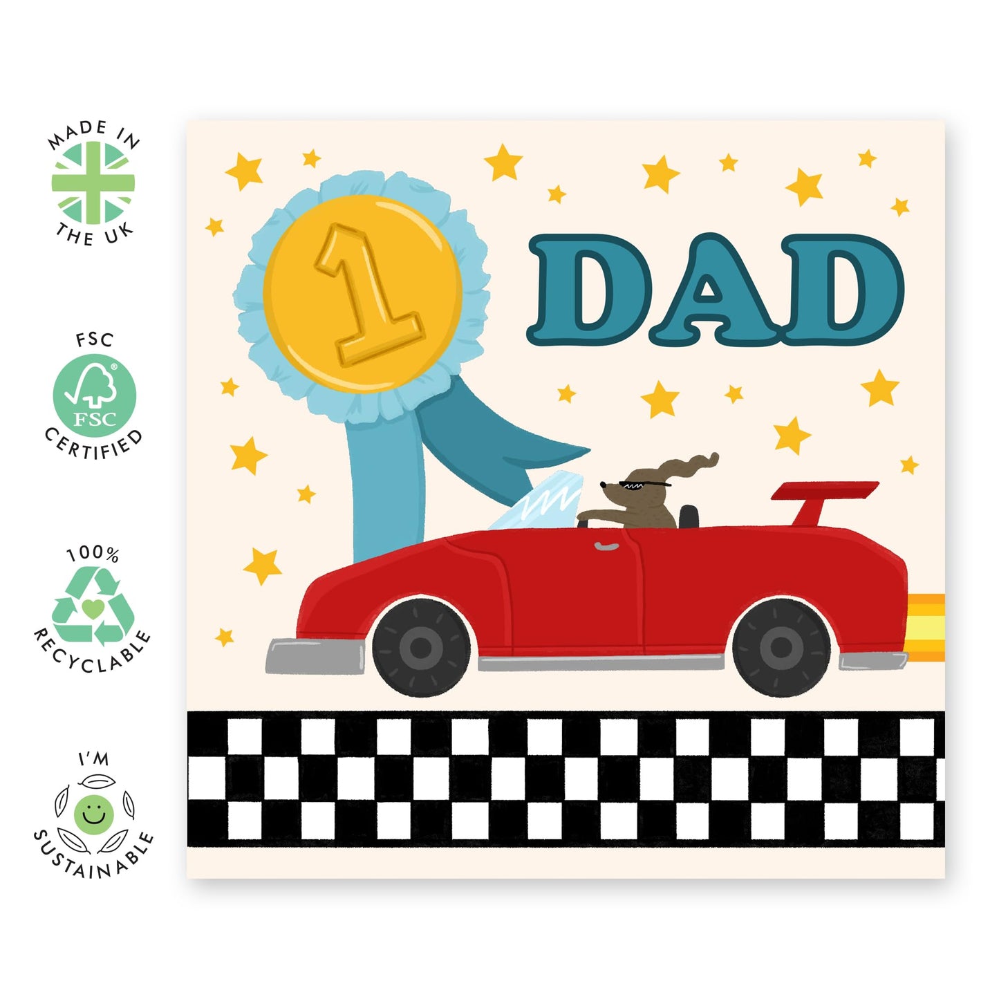 Dad Bday Card - No. 1 Dad - Happy Birthday Dad Card From Son Daughter - Sweet Funny Gifts For Him Men Papa Pop Daddy - Father's Day Card - Comes With Stickers By Central 23
