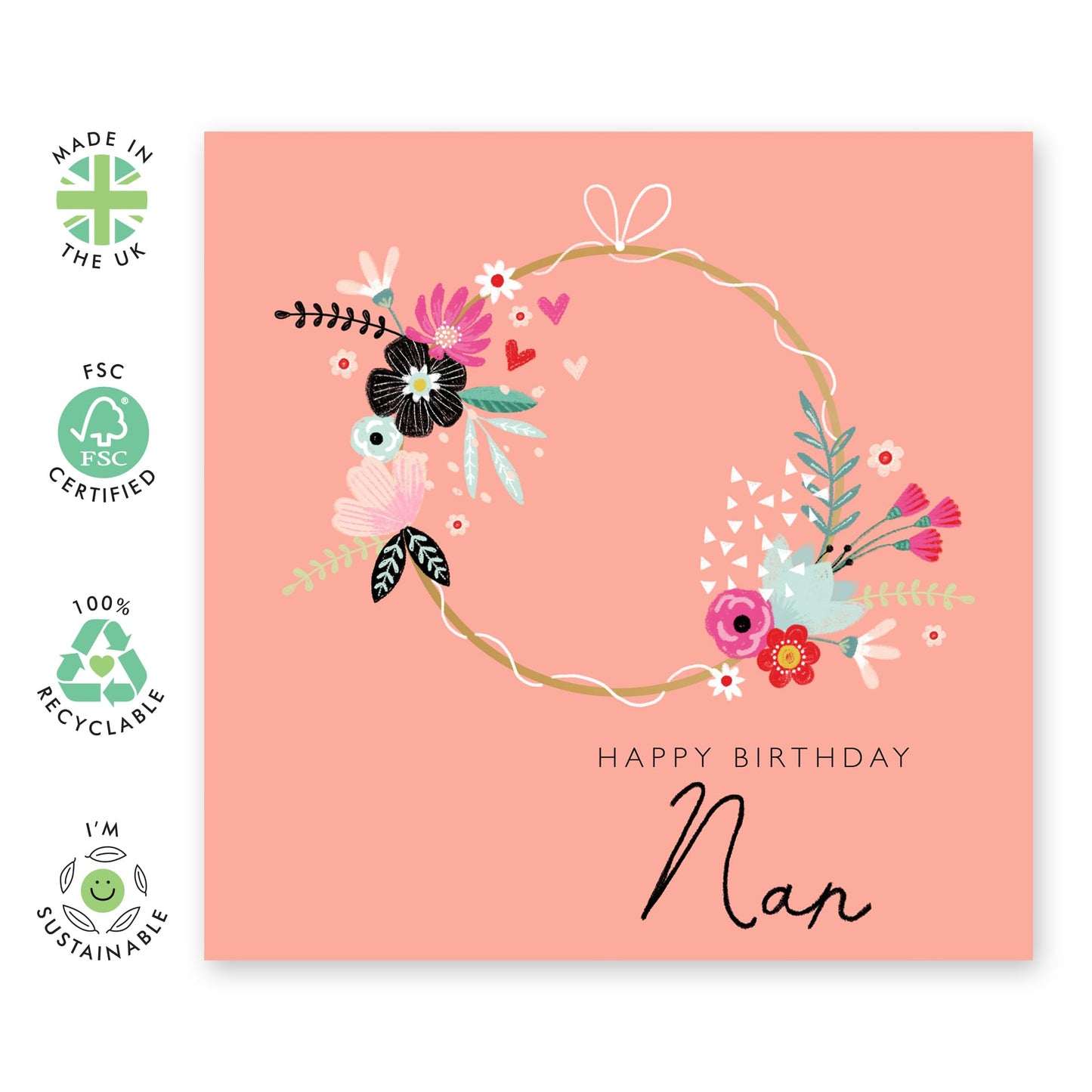 Happy Birthday Nan Card - Fabulous Greeting Cards For Nana - Flower Card For Her - Sweet Gifts For Women - Floral Birthday Cards For Nanny Grandmother Granny - Comes With Fun Stickers By Central 23