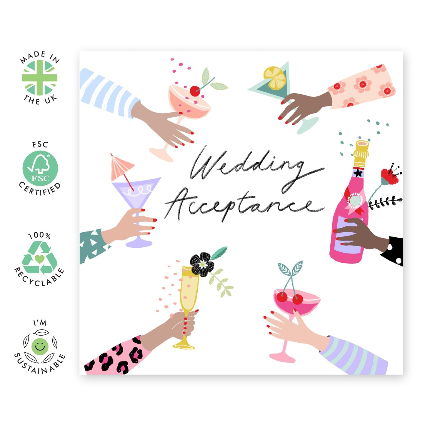 Wedding Acceptance Card From Groom Bride - Drinks Wedding Acceptance - Rsvp Reply Card For Friends - Wedding Invitations From Women Men - Floral Card For Guest - Comes With Fun Stickers By Central 23