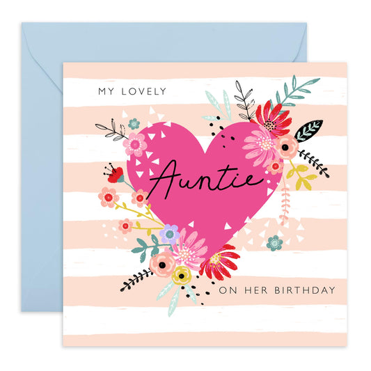 Auntie Birthday Card - Pretty Elegant Feminine Greeting Cards With Envelope - Happy Birthday Card For Her Women Female - To My Lovely Aunt - Happy - Comes With Fun Stickers By Central 23