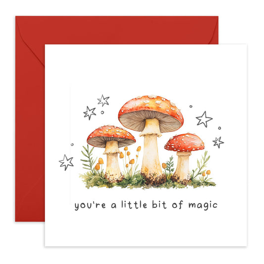 Congratulations Card Mushrooms - 'Little Bit Of Magic' - Gifts for Graduates, Passers, Coworkers, Colleagues, Friends, Son, Daughter, Niece, Nephew - Magical Card - Comes with Fun Stickers