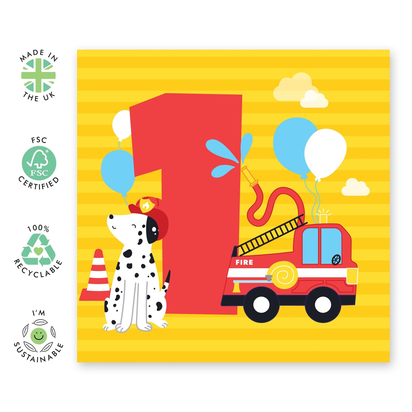 1st Birthday Card Boys Girls - Sound The Alarm I'm 1 - Baby Milestone Cards Age One - First Birthday Cards - Animal - Gifts For Son Daughter Niece Nephew - Comes With Fun Stickers By Central 23