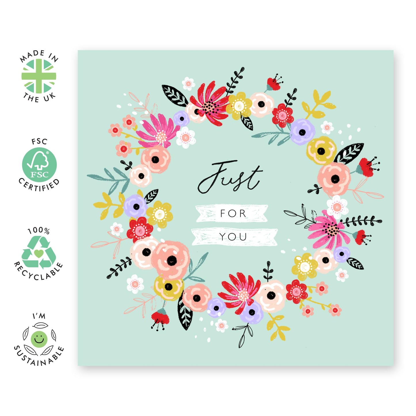 Floral Birthday Card For Friend - Blank Card With Envelope - Just For You Flowers - Sweet All Occasion Greeting Card For Her Sister Mum Nan Aunt - Comes With Stickers By Central 23