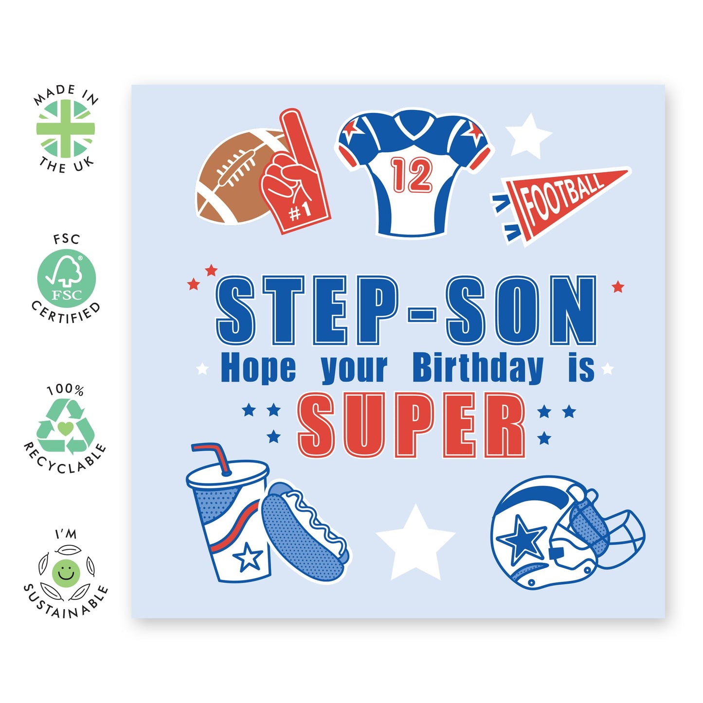 Birthday Greeting Card - 'HAVE A SUPER DAY, STEPSON!' - Perfect for Celebrating a Special Day with Love and Joy - Ideal for Stepson Boy Buddy Family Members - Comes With Stickers By Central 23