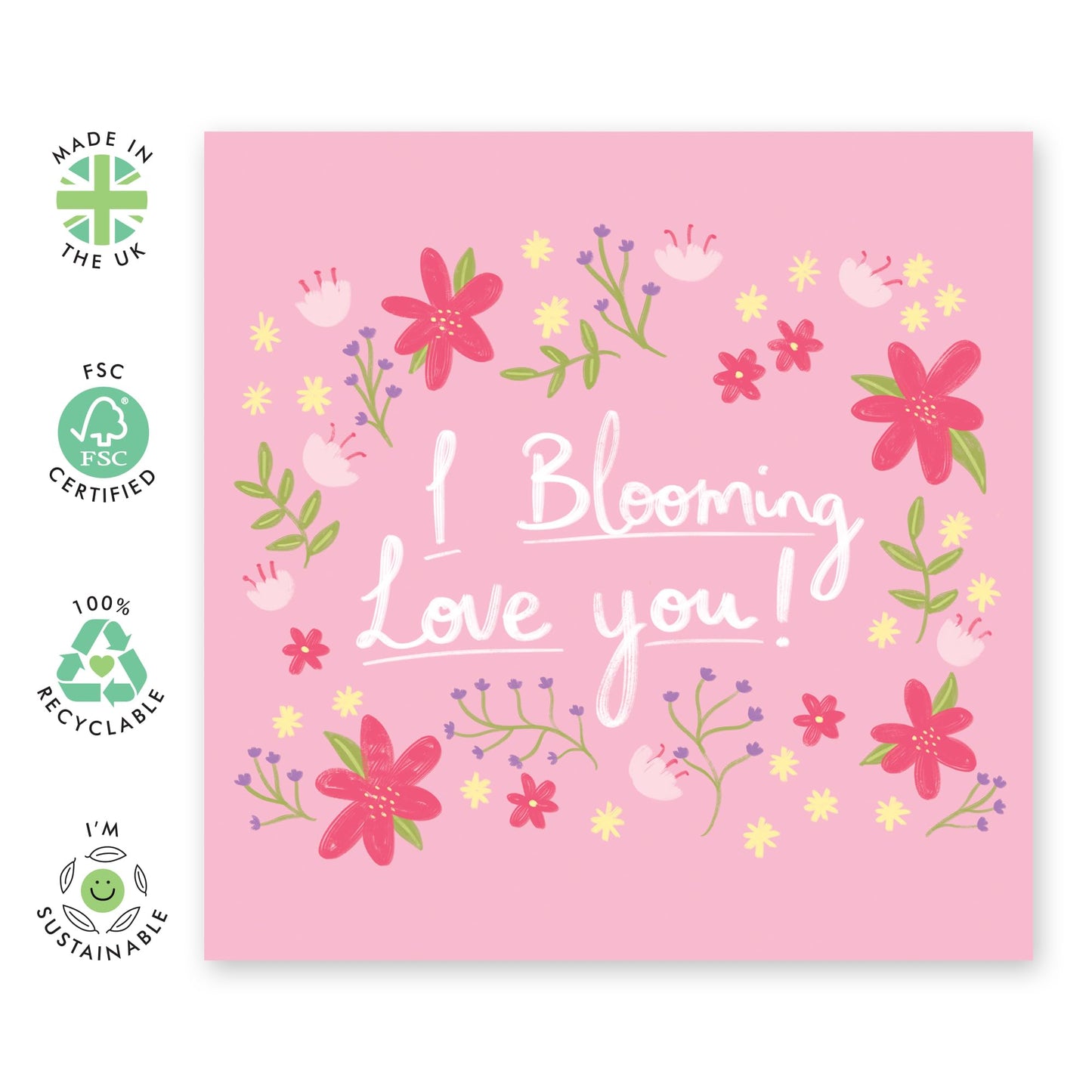Thinking Of You Cards For Friends - I Blooming Love You - Floral Greeting Cards For Her - I Love You Cards For Mum, Mummy, Ma, Grandma, Sister, Women, Ladies - Mothers Day -Comes With Cute Stickers