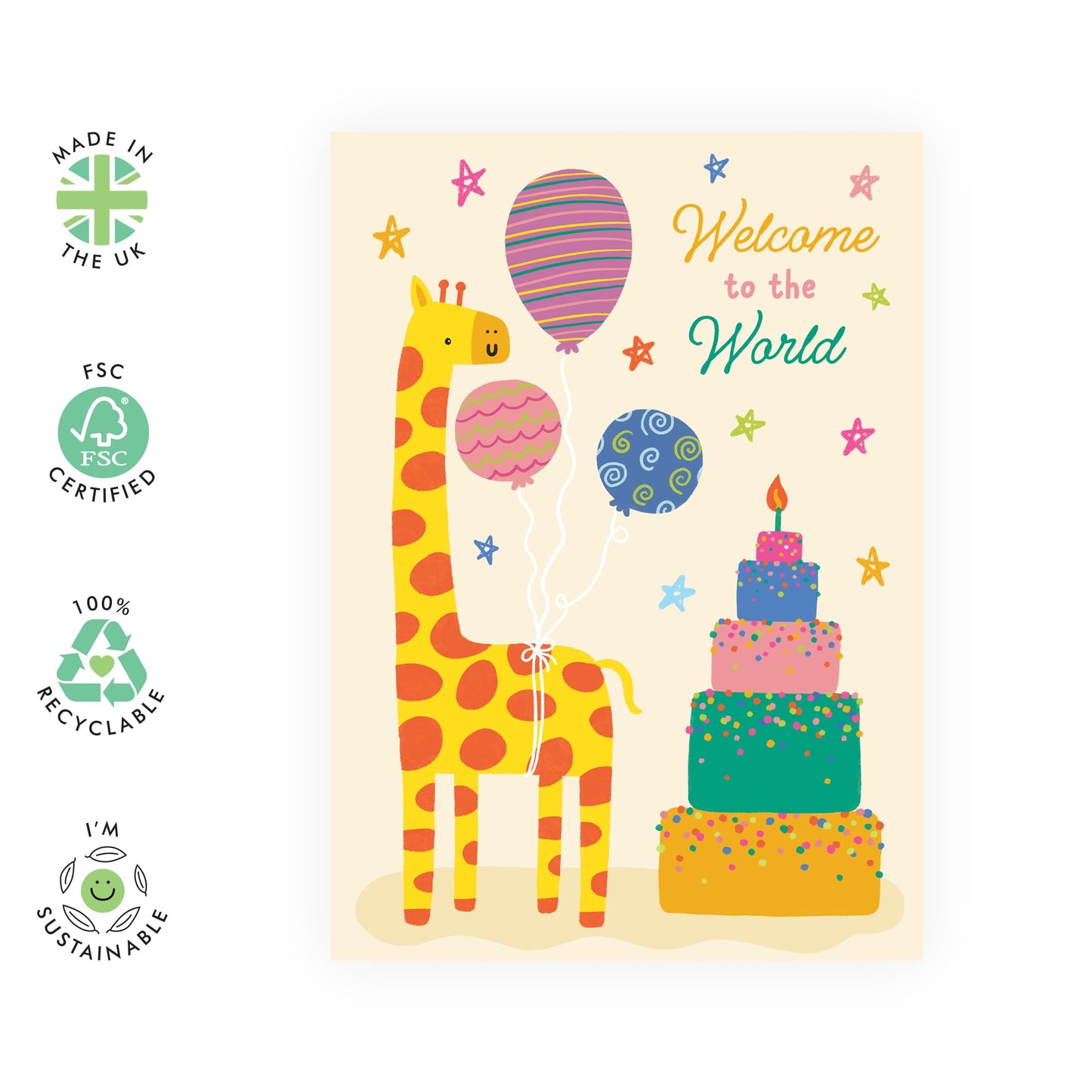 New Baby Card Boy Girl Gender Neutral - Welcome To The World Cute Animals - Warm Welcome - Baby Shower Cards - Housewarming Gifts For Mum Dad Parents - Comes With Stickers - By Central 23