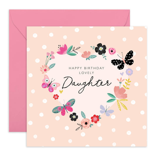 Happy Birthday Daughter Card - Birthday Cards For Women - Lovely Daughter Greeting Card - Floral Love Cards For Her - Sweet Gifts For Girls - Comes With Stickers By Central 23