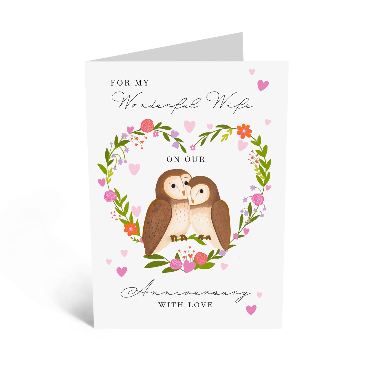 Sweet Anniversary Card - 'OWL WIFE ANNIVERSARY' - Perfect for Celebrating Your Wife with a Touch of Whimsy and Love - Ideal for Marking Special Moments Together - Comes with Stickers by Central 23