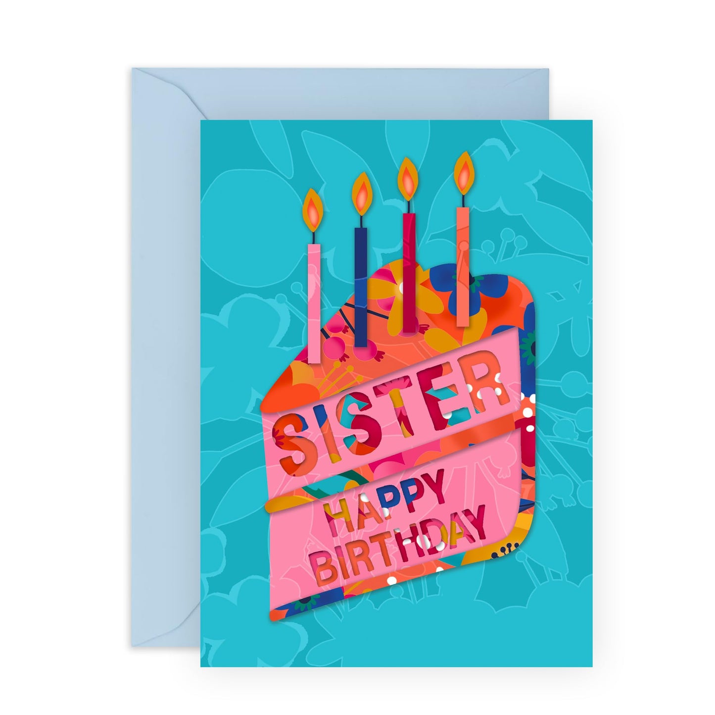 Sister In Law Birthday Card - Birthday Card For Sisters - Bday Cake - Flower Card - Pretty Pink Gifts For Her Women Female Sibling Women - Comes With Stickers By Central