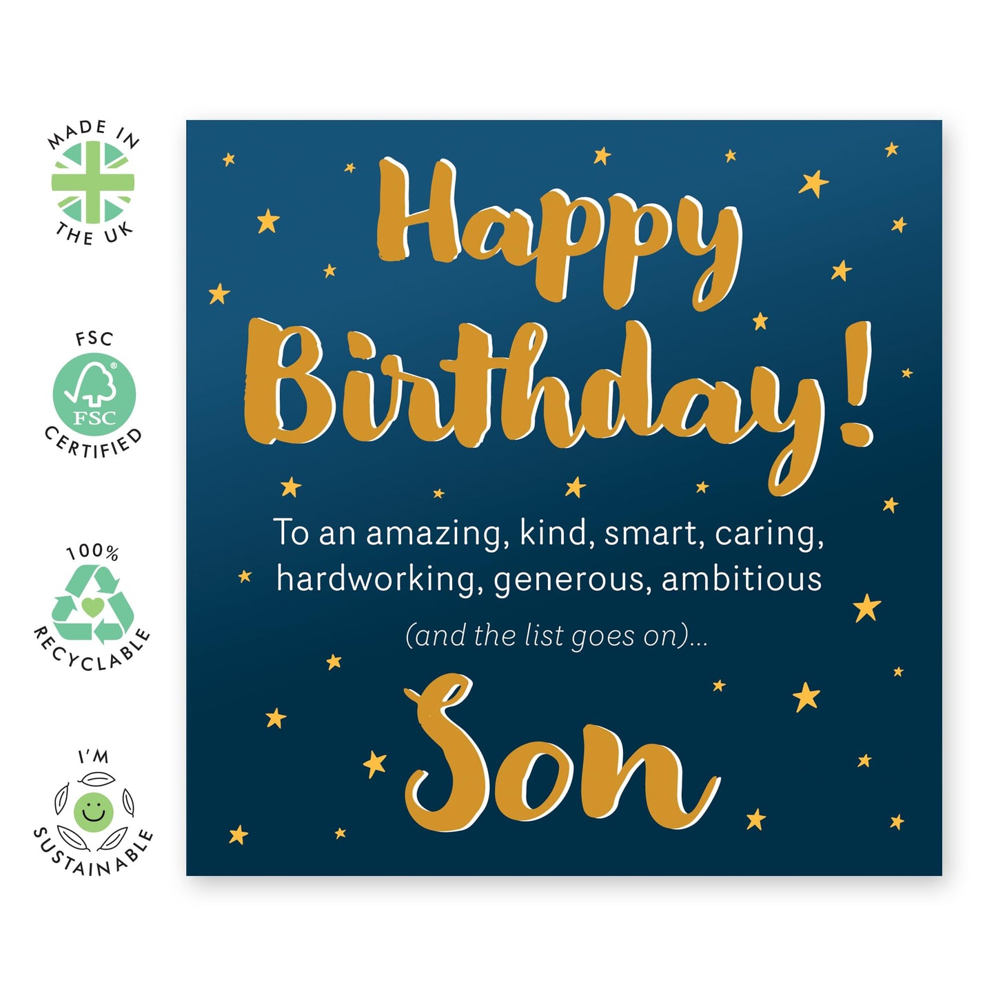 Appreciation Birthday Card - 'Birthday Stars Son' - Gifts for Boys, Family, Him, Child From Mum & Dad - Thoughtful Message - Comes with Fun Stickers