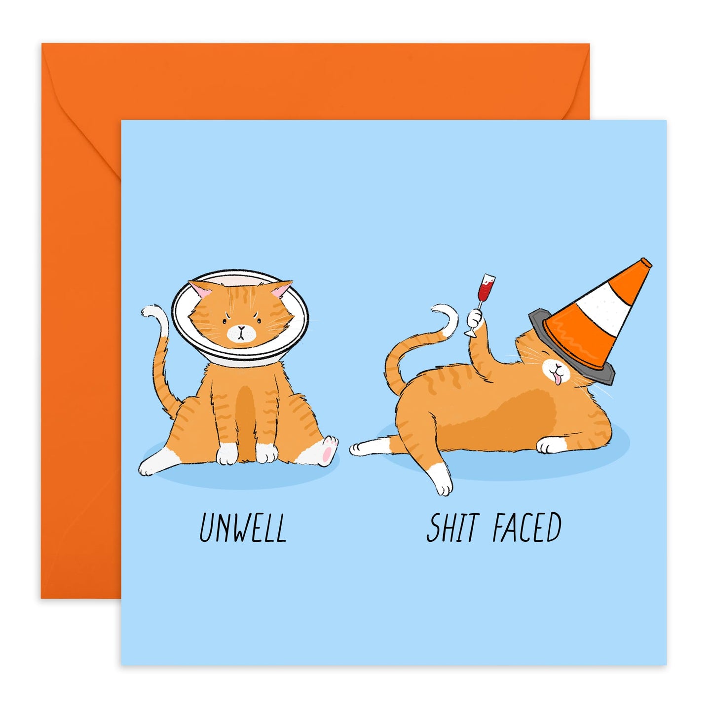 Greeting Card For Him Her - Unwell And Drunk Cat - Greeting Card For Adult - Gift For Fur Parents Dog Mum Or Dad - For Son Daughter - Comes With Stickers By Central 23