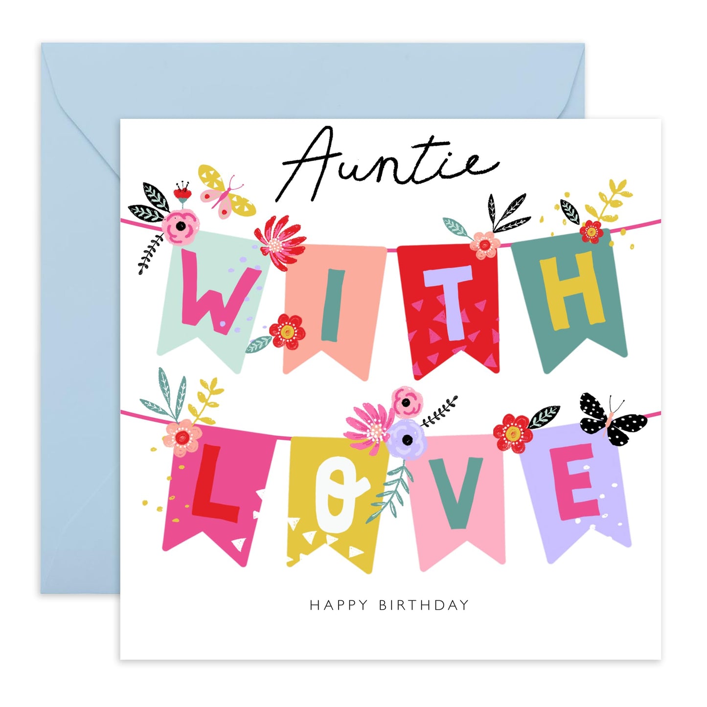 Auntie Birthday Card - With Love - Happy Birthday Cards And Envelopes For Her Women Female - Sweet Heartfelt Gifts From Niece Nephew - Comes With Fun Stickers By Central 23