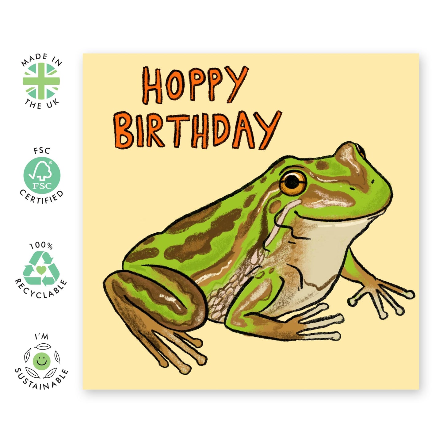 Birthday Greeting Card - 'HOPPY BIRTHDAY FROG' - Perfect for Celebrating Birthdays with a Fun Frog Design - Ideal for Friends, Family, Kids, Best friends, BFF's - Comes with Stickers by Central 23