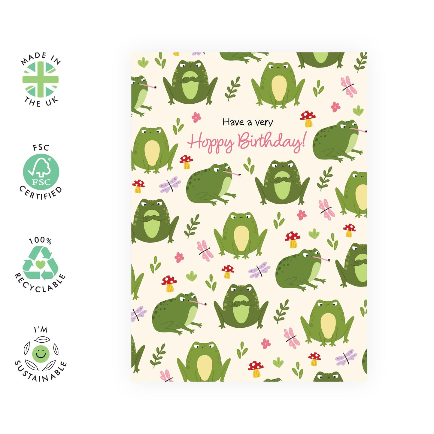 Birthday Frog Card - 'Have a Very Hoppy Birthday Frogs' - Presents for Friends, Besties, BFF, Colleagues, Co-worker, Cousin, Family - Frog Hops - Comes with Fun Stickers