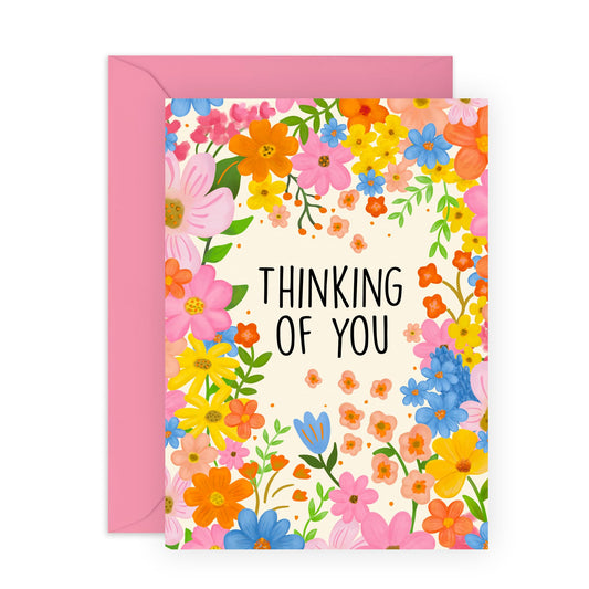 Thinking Of You Card For Wife - Floral Thinking Of You - I Like You Card For Girlfriend - Greeting Cards For Her Female Women - Comes With Stickers By Central 23
