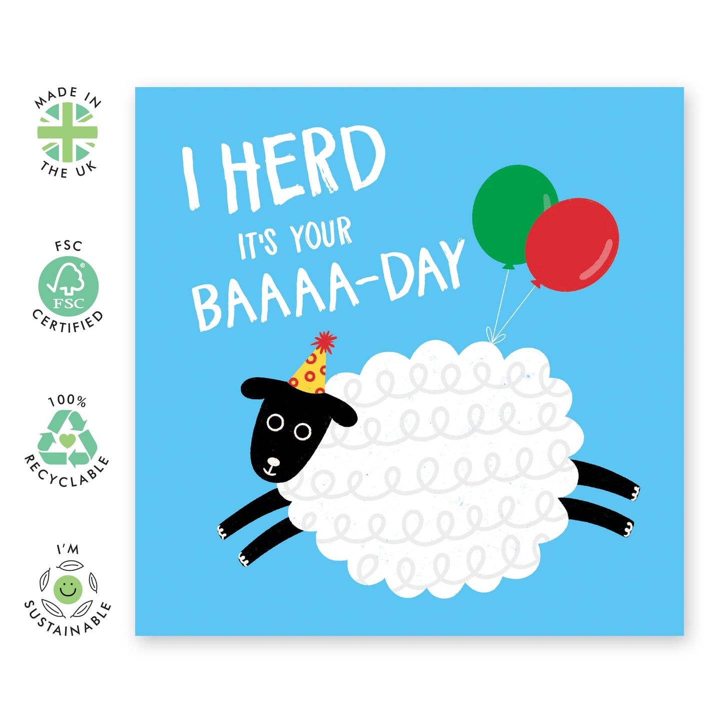 Funny Birthday Cards For Girls Boys - Herd Its Your Baaaa-day - Greeting Cards Birthday For Son Daughter Niece Nephew - Gifts For Him Her - Comes With Fun Stickers By Central 23
