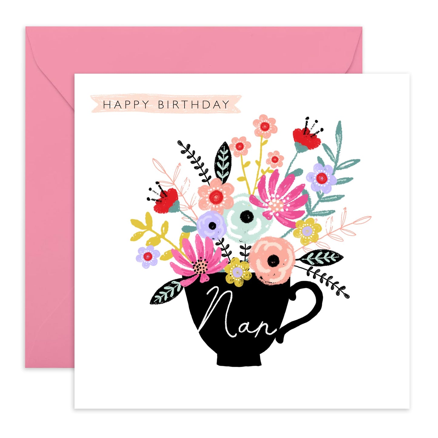 Nan Birthday Cards For Women - Flower Card - Sweet Nanny Gifts Present For Her - Happy Birthday Cards For Grandma Granny Grandmother - Floral Cards - Comes With Fun Stickers By Central 23