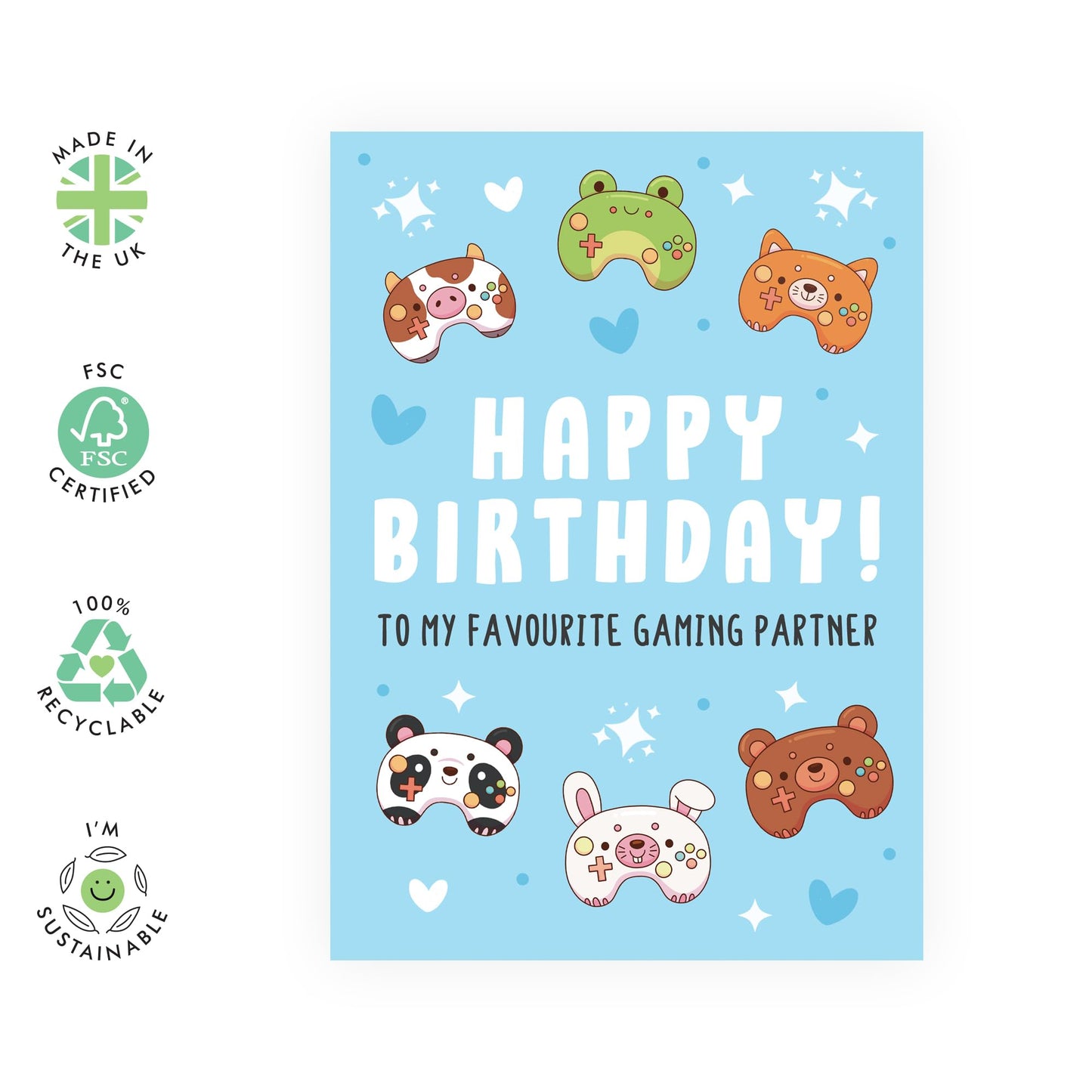Boys Birthday Card - Birthday Favourite Gaming Partner - Brother Birthday Cards - Video Games - Birthday Cards For Teens Kids - Gift From Mum Dad - Comes With Stickers - By Central 23