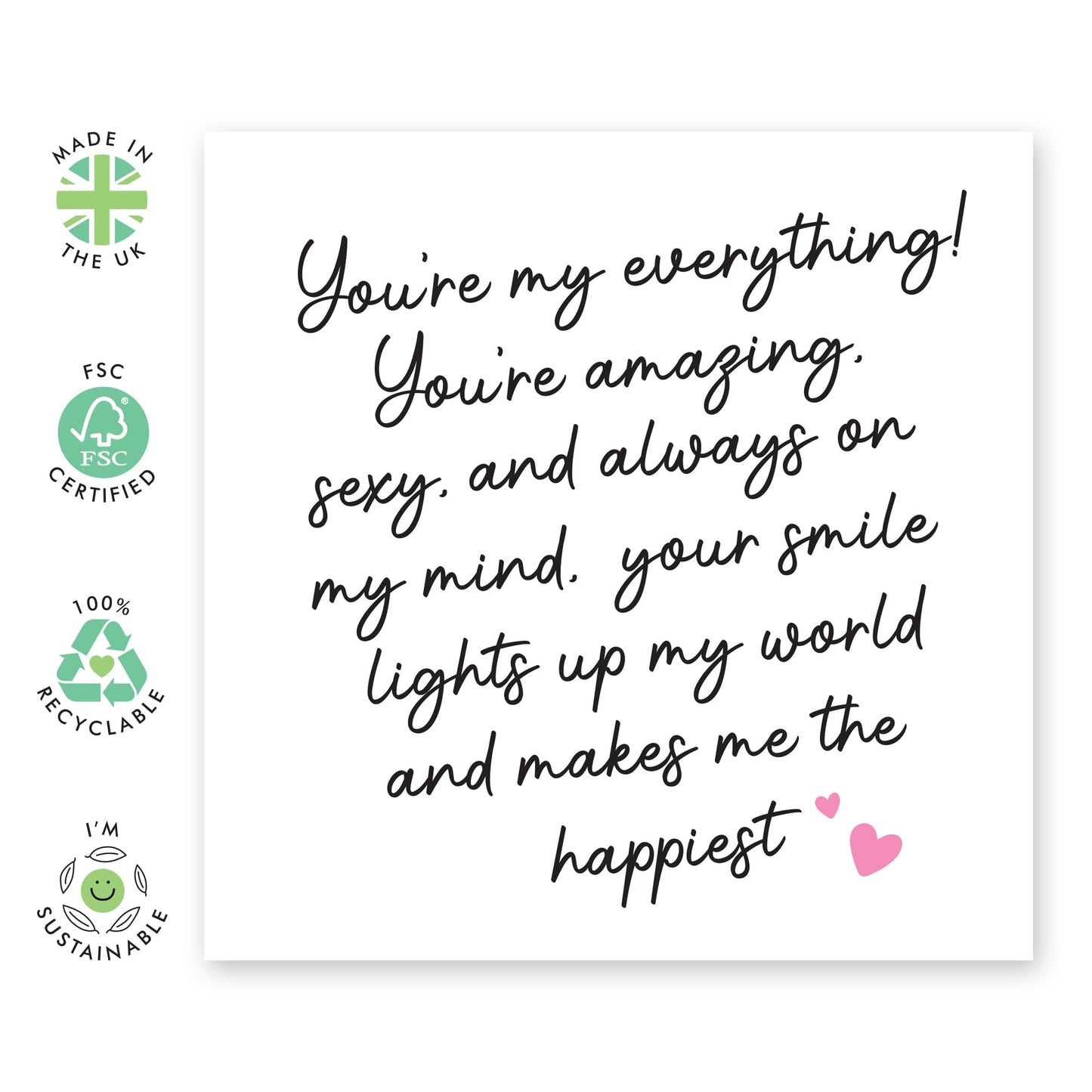 Anniversary Card For Couple - You're My Everything - Valentines Day Card Girlfriend Boyfriend - Greeting Cards For Fiance - Husband Wife - Comes With Fun Stickers By Central 23