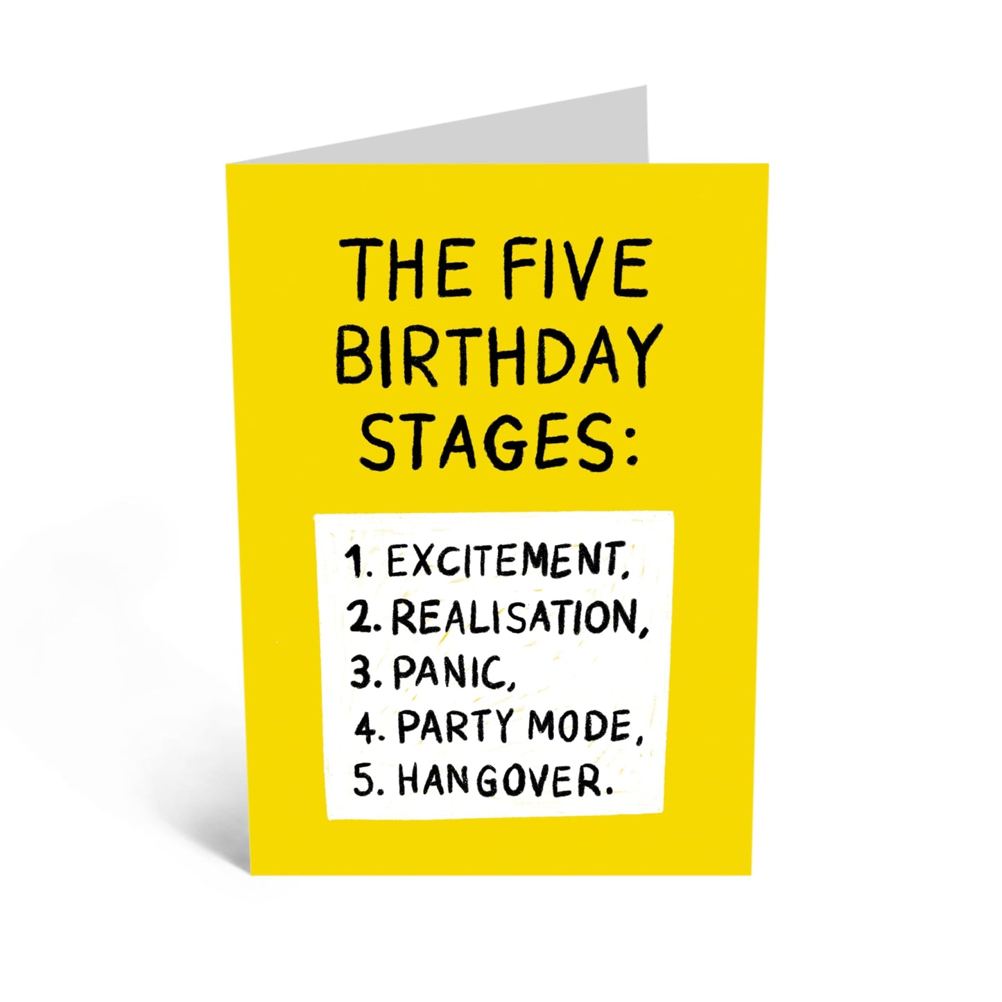 Hilarious Stages Birthday Card - 'Five Stages of Birthday' - Gifts for Bruv, Mates, Besties, Best Friends, BFF, Co-workers, Colleagues, Her, Him - 1 to 5 - Comes with Fun Stickers
