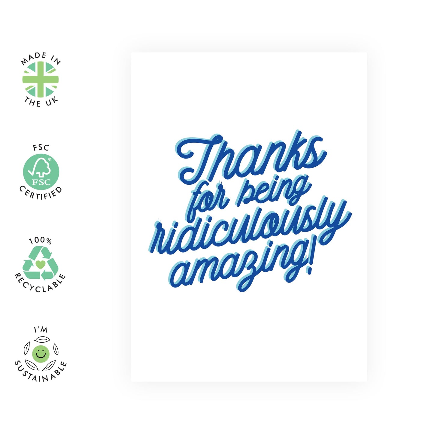 Good Vibe Birthday Card - 'Ridiculously Amazing' - Gifts for Friends, Family, Co-worker, Colleagues, Bestie, Bruv, Mate, Neighbours, Him, Her - You Are Great - Comes with Fun Stickers