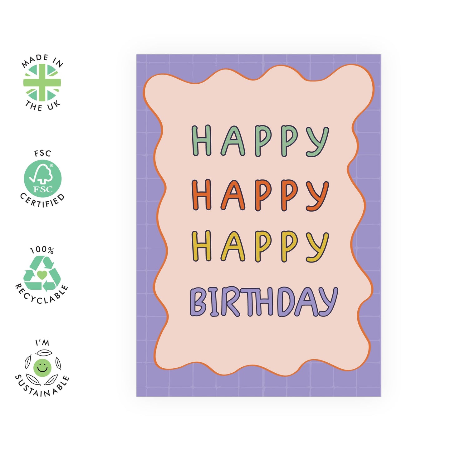 Birthday Card - 'Happy Happy Bday' - Gifts for Mum, Dad, Father, Mother, Parents, Relatives, Family, Friends, Colleagues, Coworkers - It's your day - Comes with Fun Stickers