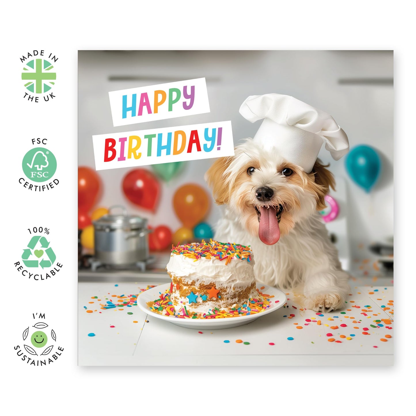 Birthday Card - 'HAPPY BIRTHDAY DOG CAKE' - Perfect for Celebrating with a Fun & Furry Twist - Ideal for Dog Lovers and Adding a Playful Touch to Their Special Day - Comes With Stickers By Central 23