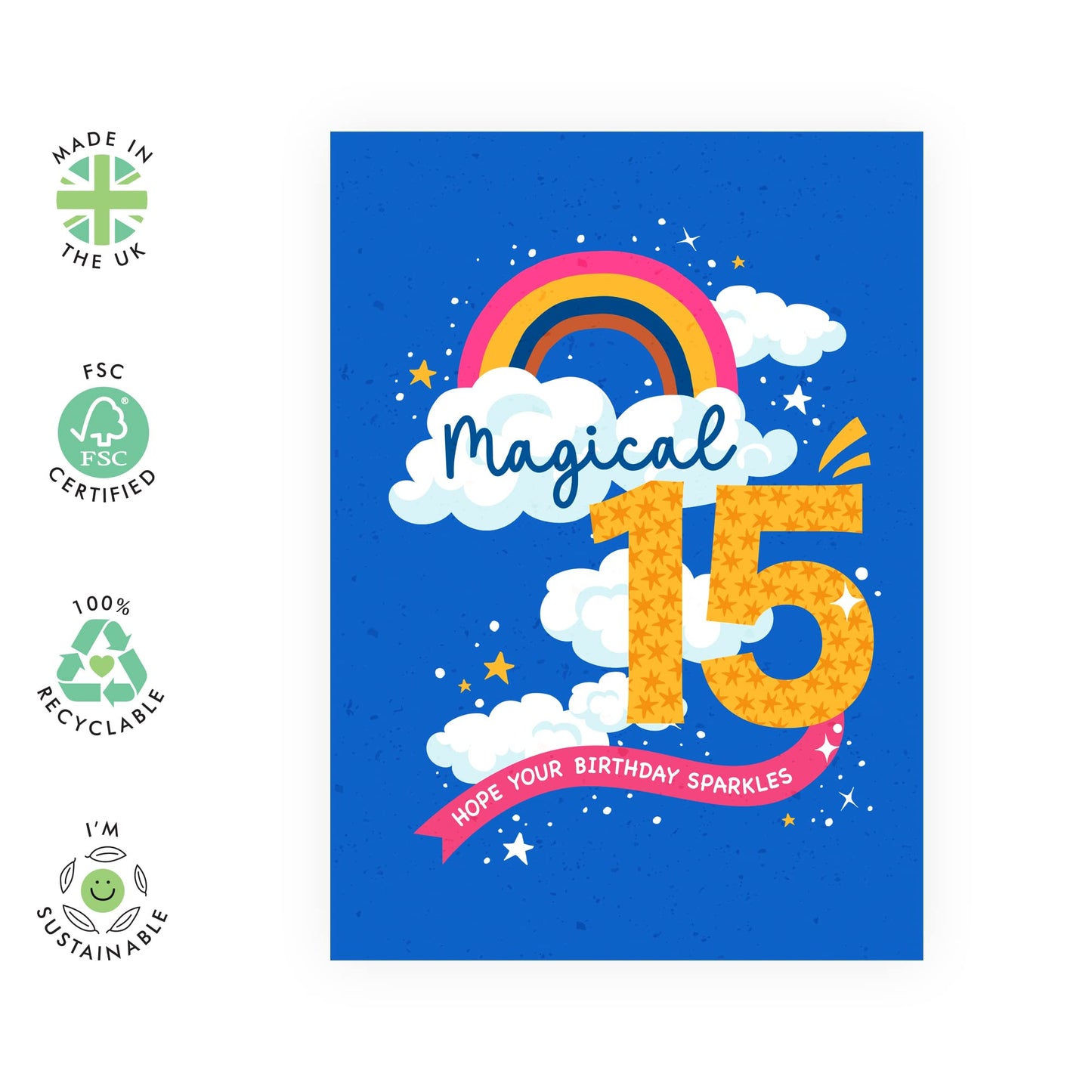 15th Birthday Cards For Kids - Magical 15 - Girl Birthday Card Fifteen Year Old - Happy Birthday Card For Daughter Granddaughter Niece - Fifteenth Bday Gifts - Comes With Stickers - By Central 23
