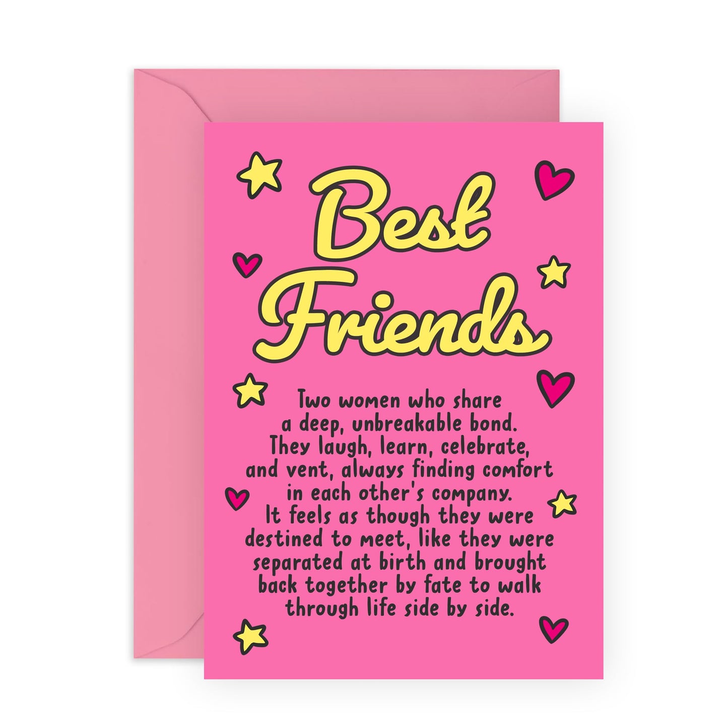 Sweet Birthday Card Defining Friendship - 'Best Friends' - Bestie, Girlfriends, BFF, Her, Sister, Sis, Colleagues, Partners - Comforting Each Other, Side By Side - Comes with Fun Stickers
