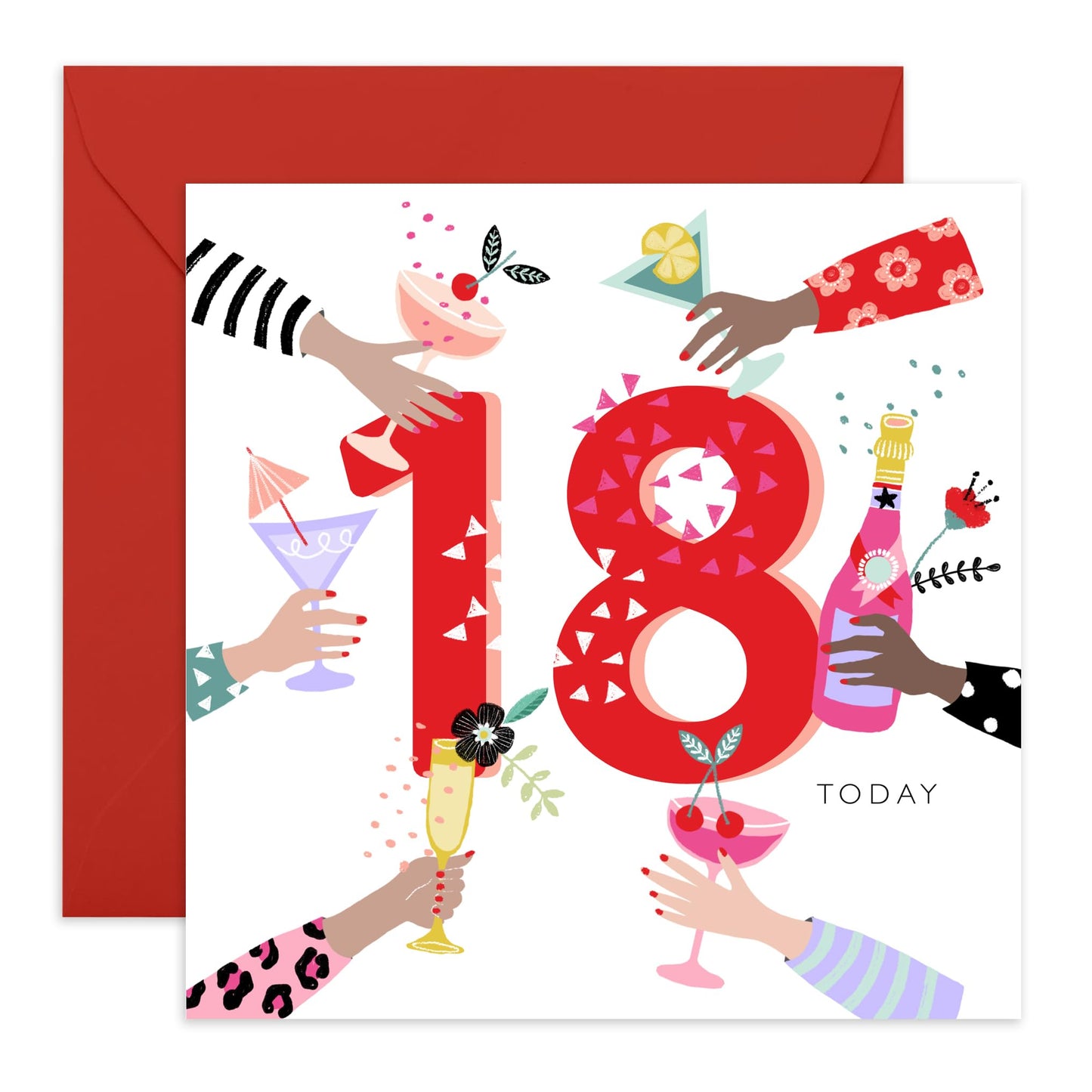 18th Birthday Card - 18 Time For Drinks - Happy Eighteenth Birthday Cards - From Mum Dad - 18 Year Old For Daughter - Gifts For Girls Niece Daughter - Comes With Stickers By Central 23