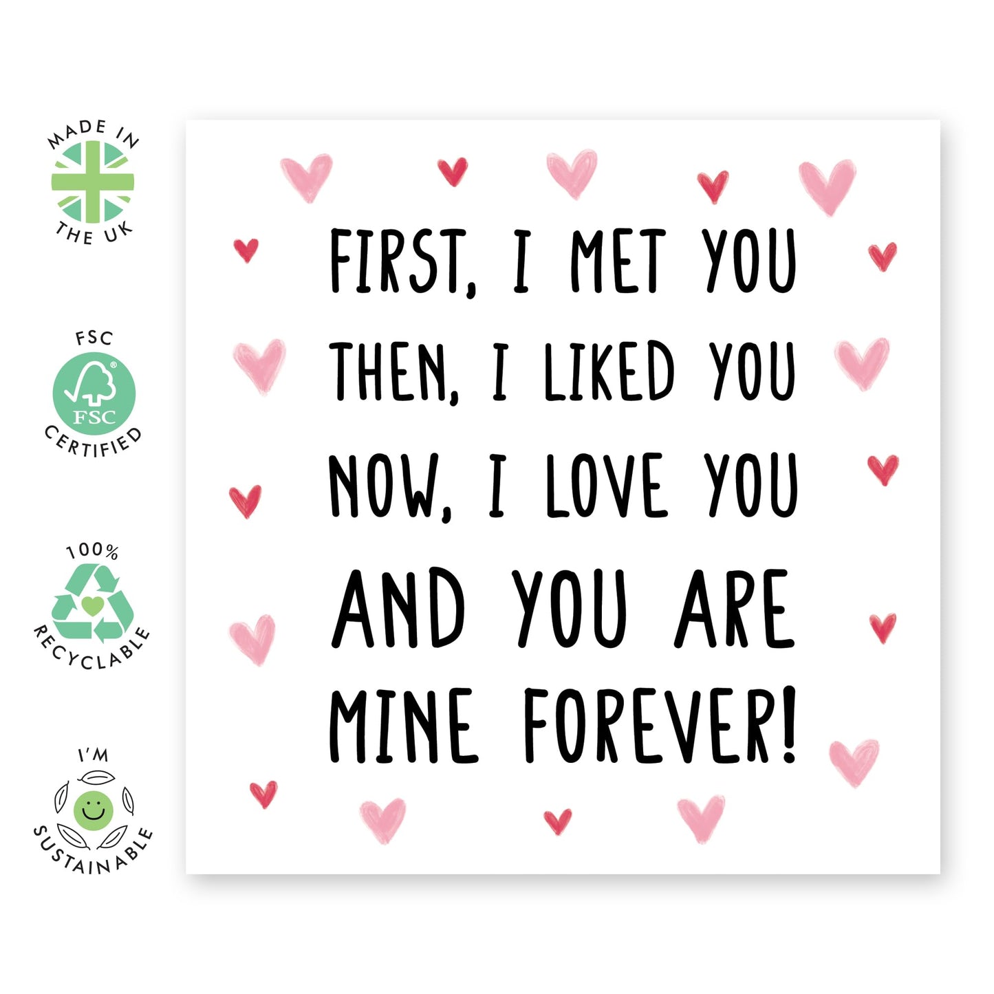 Sweet Greeting Card - 'MINE FOREVER' - Perfect for Celebrating a Love That Lasts For Her Him - Ideal for Expressing Commitment and Devotion on Any Special Occasion - Comes With Stickers By Central 23