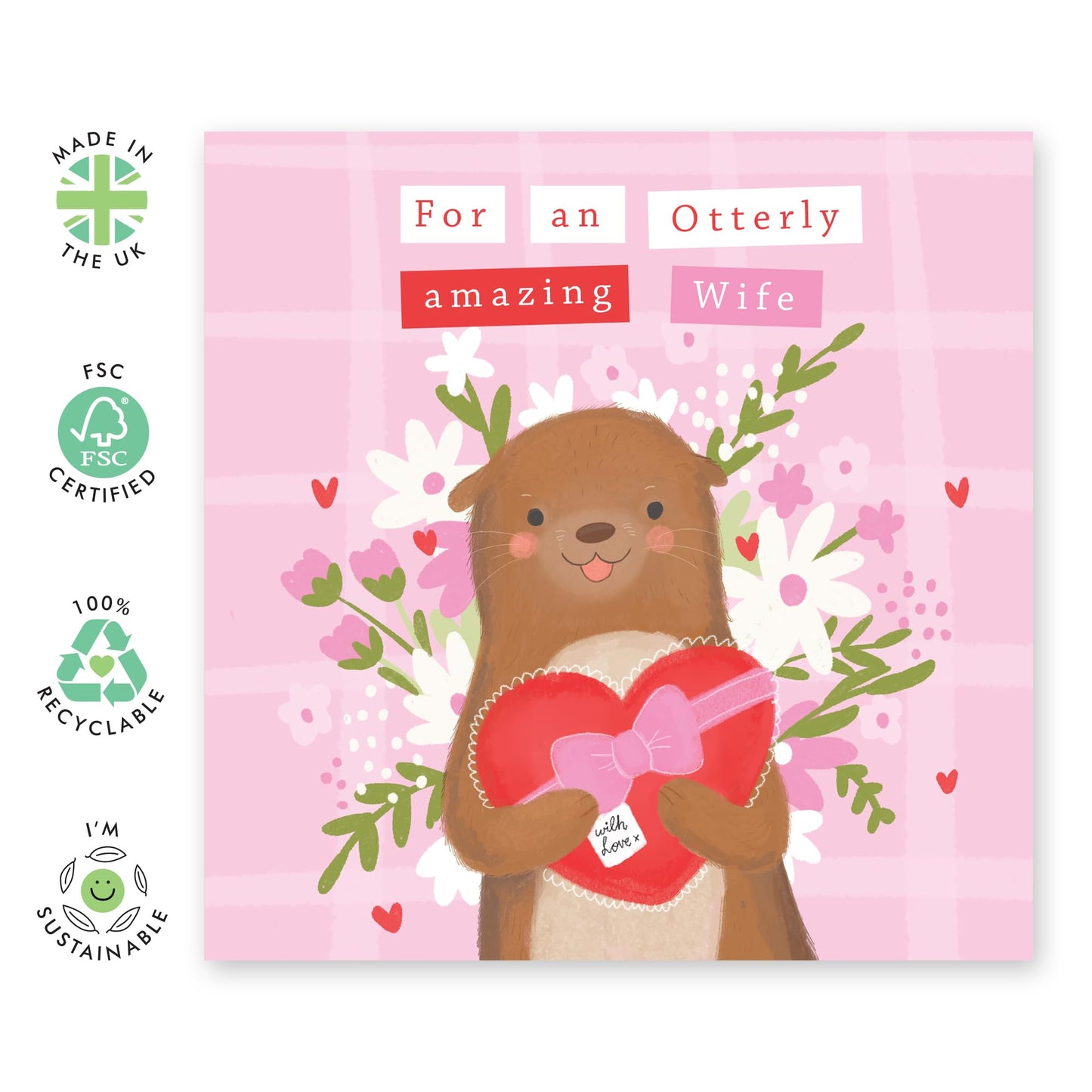 Wife Birthday Cards For Women - For An Otterly Amazing Wife - Romantic Wife Anniversary Card From Husband - I Love You Gift For Partner - Comes With Cute Stickers By Central 23