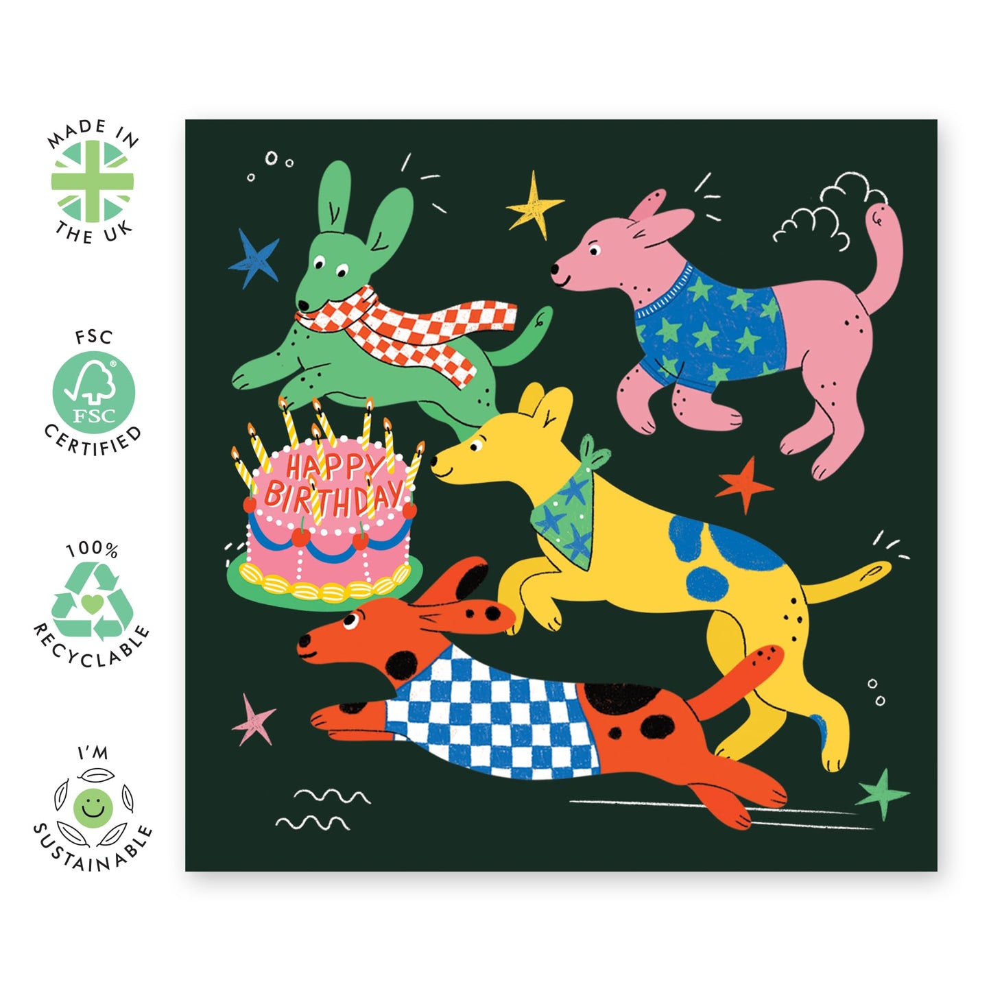 Dog Birthday Card - Birthday Cake Dogs - Birthday Cards From Dog - Sweet Greeting Cards For Fur Parents - Gifts From Pets Animals Fur Mum Dad - Comes With Fun Stickers By Central 23
