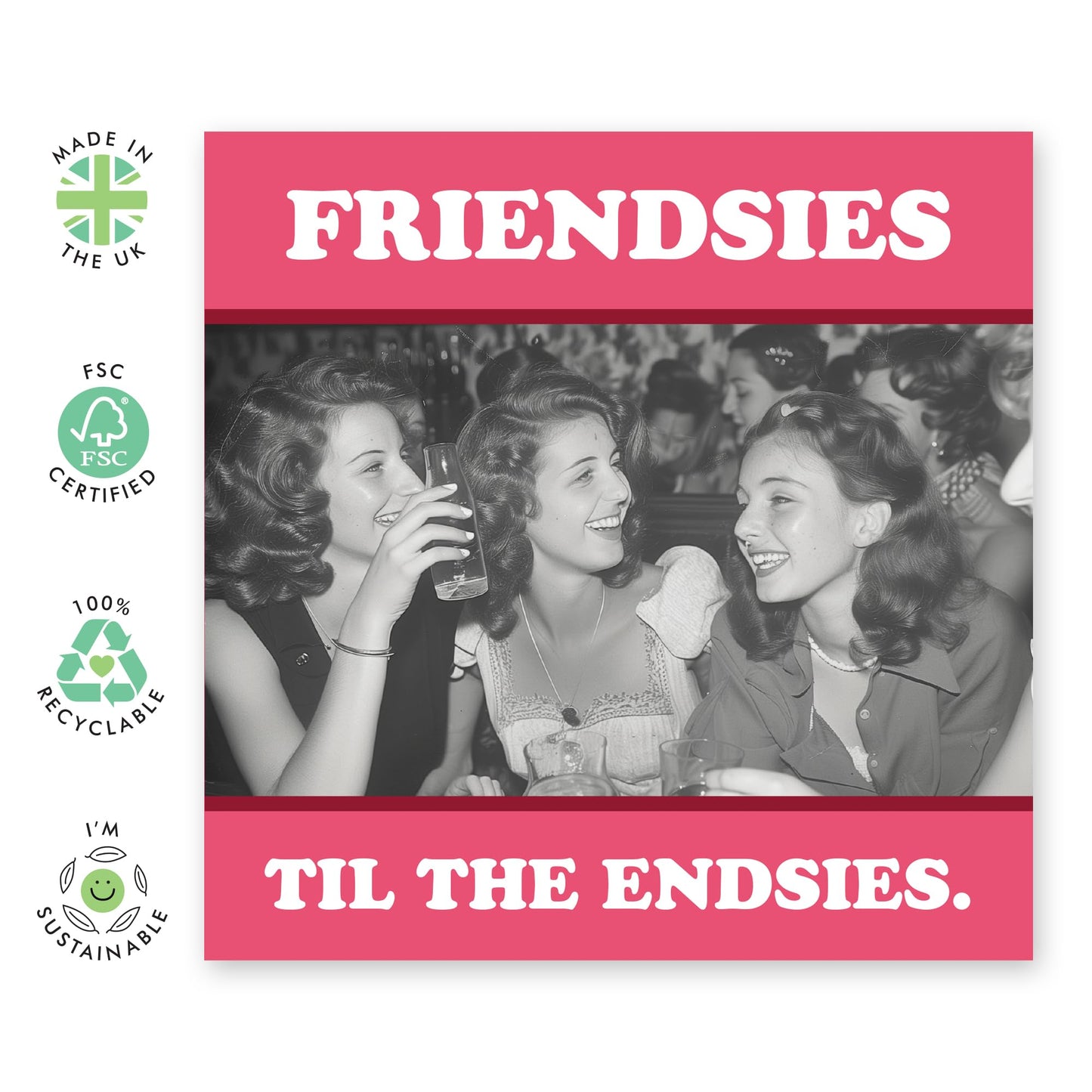 Birthday Cards For Women - Friendsies Til The Endsies - Female Birthday Gifts - Gifts For Sister Friend Mum Ladies - Best Friend Birthday Card - Comes With Fun Stickers By Central 23