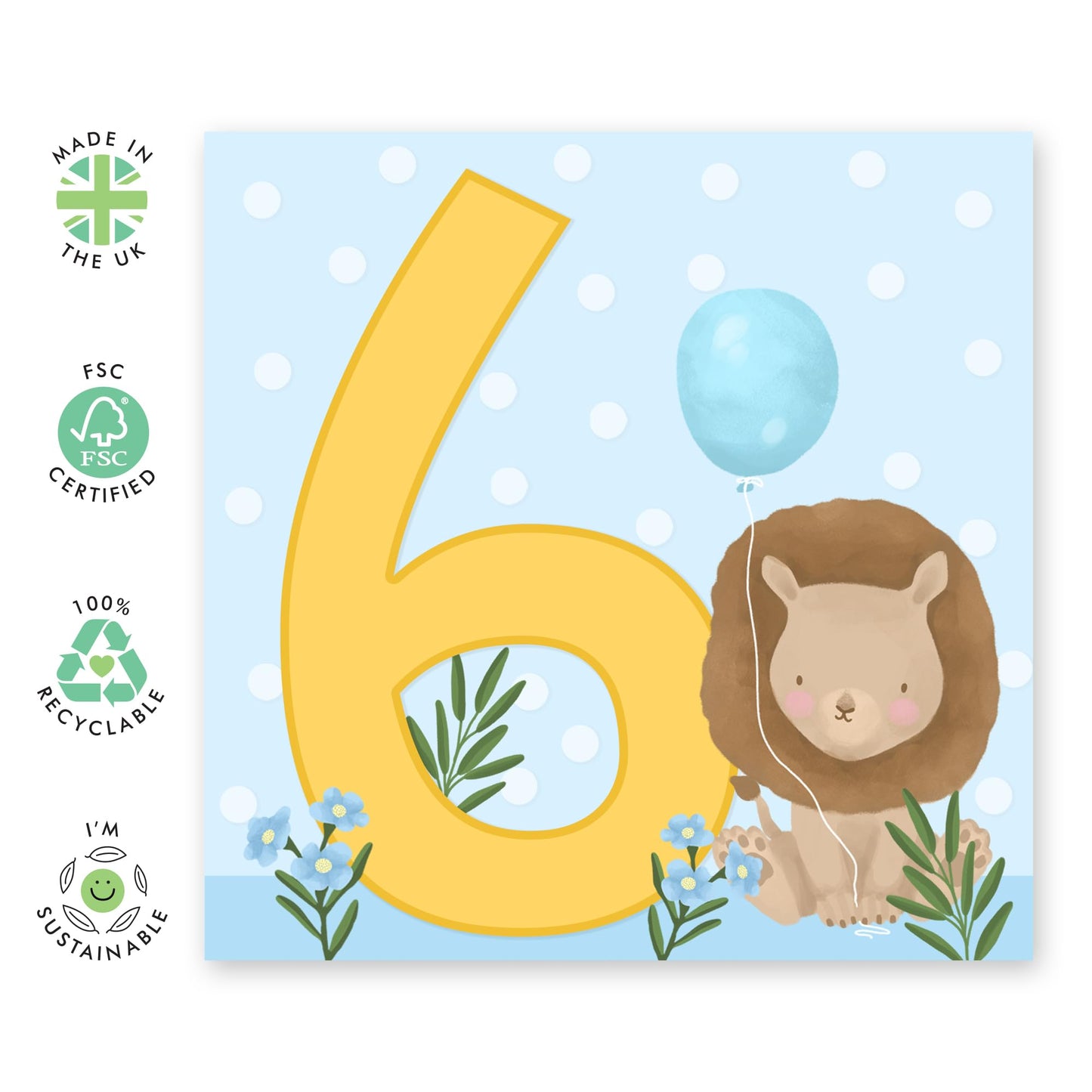 Happy Birthday Card Age Six - 6th Bday Boys - Cute Animals Elephant - Sixth Birthday Card - Milestone Card 6 Year Old - Gifts For Toddler Kids Grandson Nephew - Comes With Fun Stickers - By Central 23