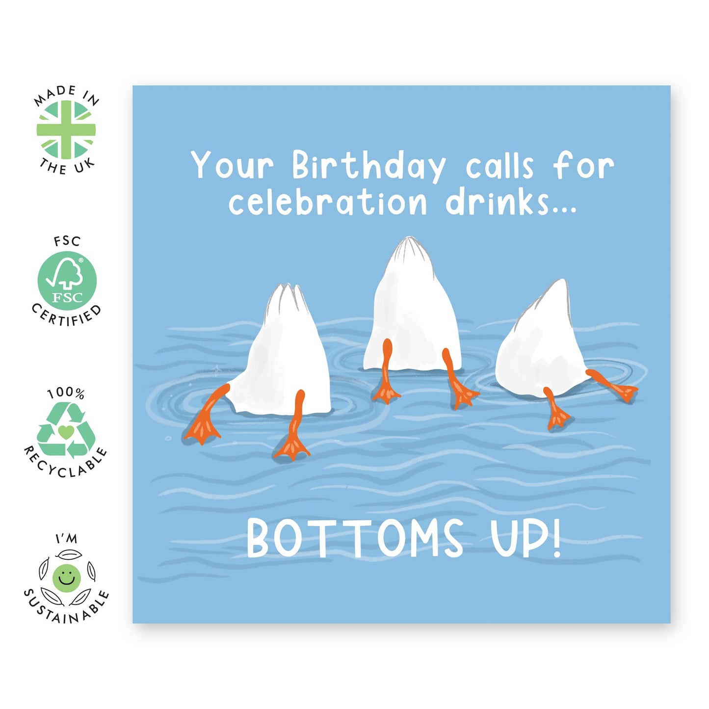Best Friend Birthday Card - Bottoms Up - Humorous Birthday Cards For Men And Women - Friendship Gifts For Him Her - Friends Birthday Card - Comes With Fun Stickers By Central 23