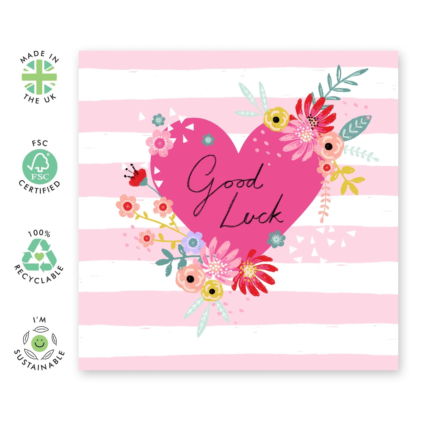 Congratulations Card For Women Men - Good Luck Heart Flowers - Congratulations On Your New Job Colleagues - Graduation Brother Sister - Friendship Gifts - Comes With Fun Stickers By Central 23
