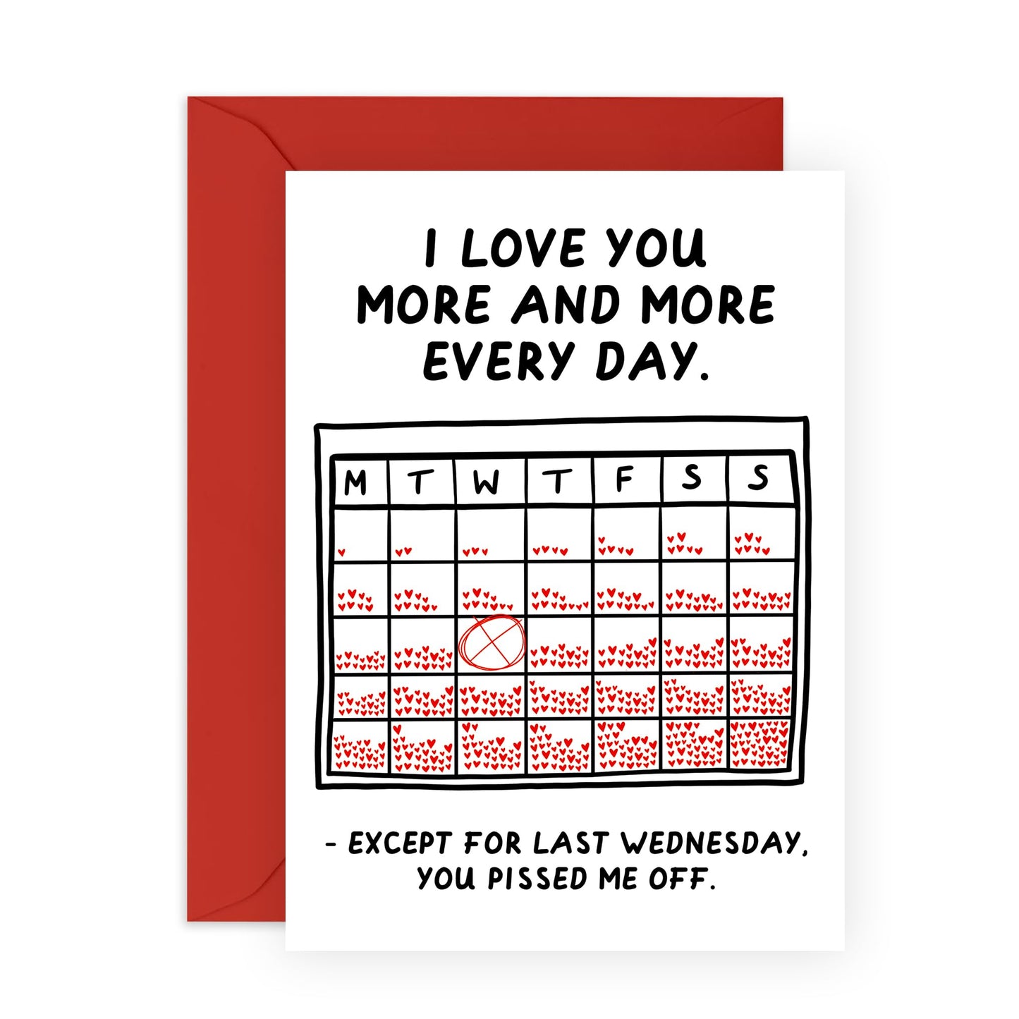 Happy Anniversary Husband Card - 'I Love You More Everyday Except Wednesday' - Funny Valentines Day Cards For Kids Girls Boys Boyfriend Girlfriend - Love Gifts For Her Him - Comes With Cute Stickers
