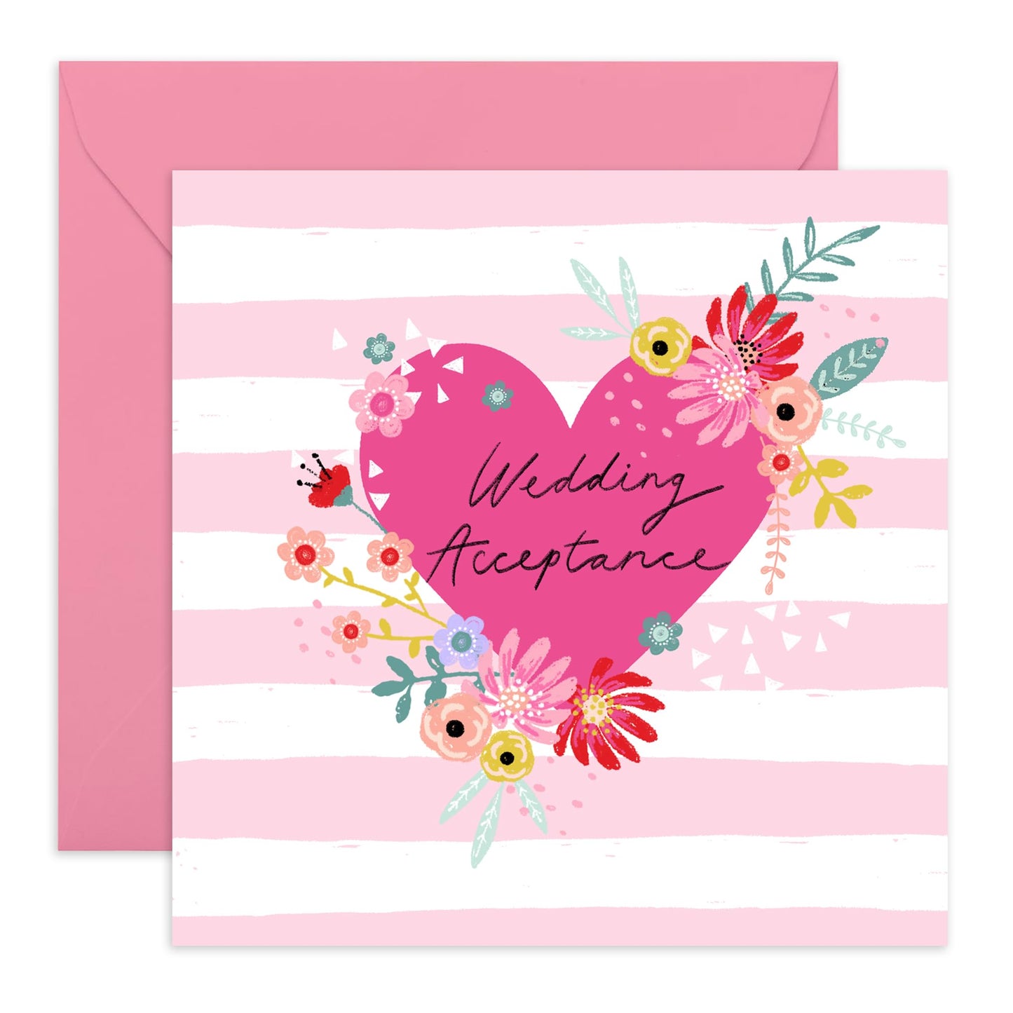 Wedding Acceptance Card For Bridesmaid Groomsman - Wedding Acceptance Stripe Heart - Rsvp Reply Card For Entourage - Wedding Invitations From Groom Bride - Comes With Fun Stickers By Central 23