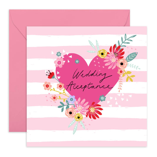 Wedding Acceptance Card For Bridesmaid Groomsman - Wedding Acceptance Stripe Heart - Rsvp Reply Card For Entourage - Wedding Invitations From Groom Bride - Comes With Fun Stickers By Central 23