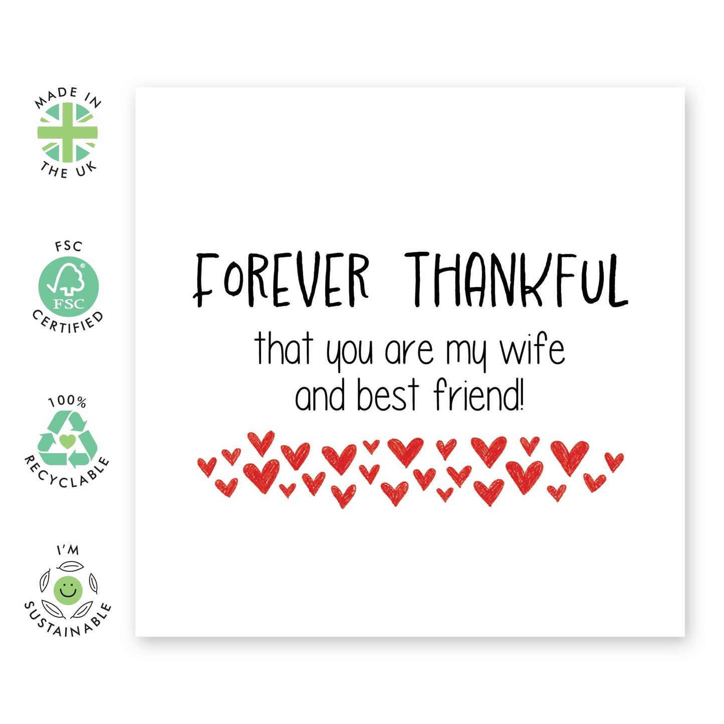 Greeting Card - 'FOREVER THANKFUL WIFE' - Perfect for Expressing Deep Gratitude & Love - Ideal for Showing Appreciation to Your Lovely Wife on Any Special Occasion - Comes With Stickers By Central 23