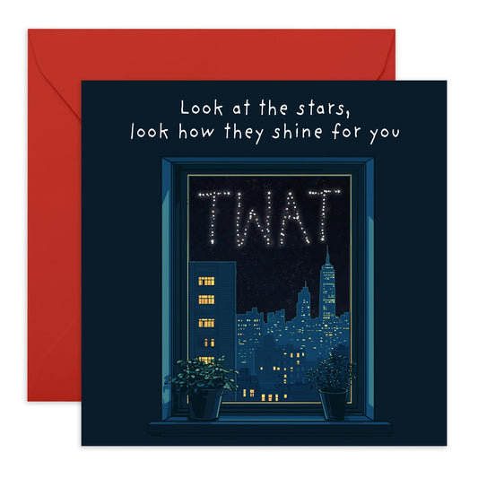 Rude & Funny Birthday Card - Tw*t Look at the Stars - Cheeky Greetings for Friends, Colleagues, BFF, Buddies, Pals, Mates, Brother, Cousin, Him, Men, Boys - Comes with Fun Stickers