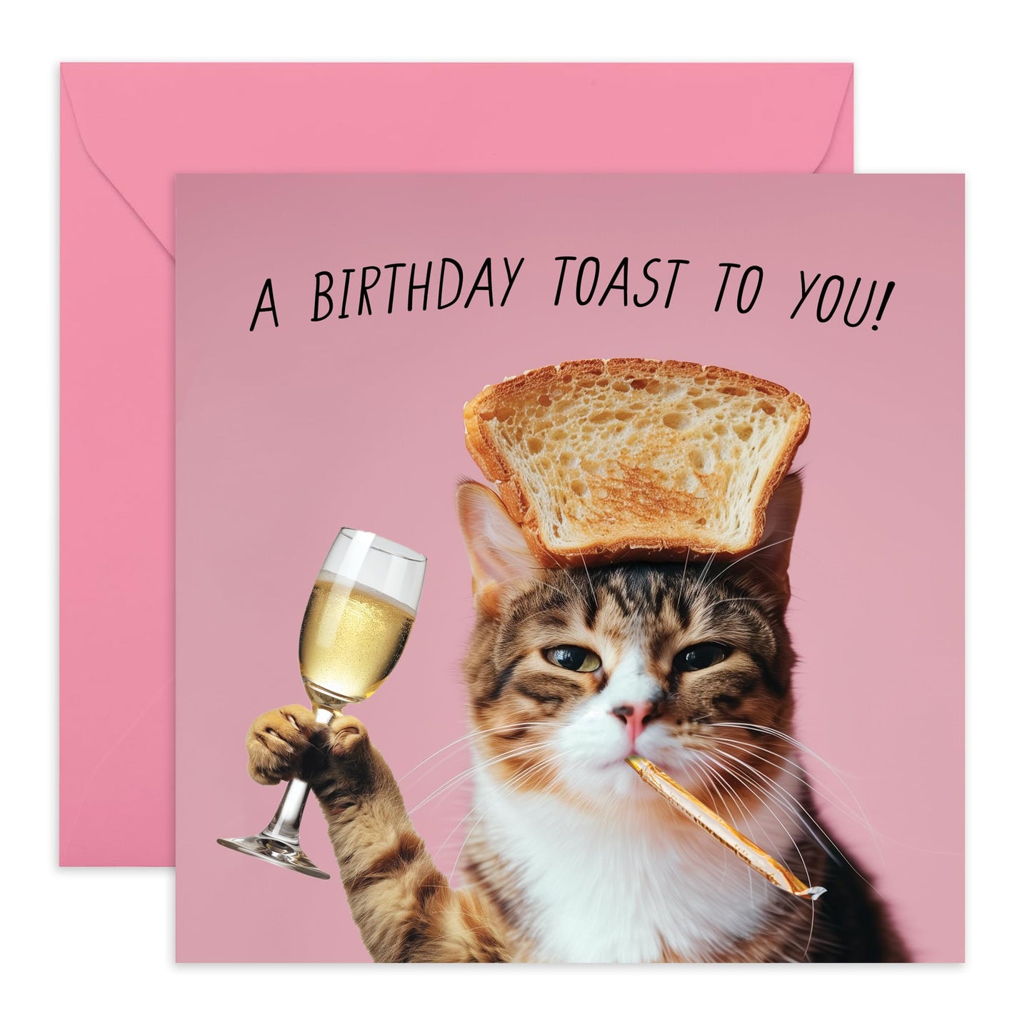 Cat Birthday Card Funny - A Birthday Toast To You! - Cute Cat Birthday Card For Cat Mum Cat Mum Fur Parent Cat Lady - Gifts Friends Mum Aunt Dad Sister - Comes With Stickers By Central 23