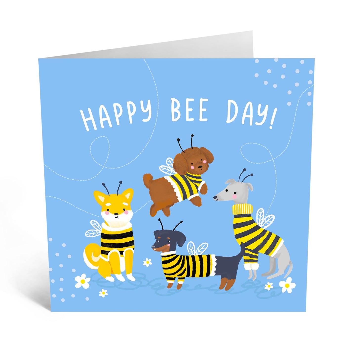 Funny Birthday Card - 'HAPPY BEE-DAY, DOG!' - Perfect for Celebrating Your Furry Friend's Special Day with Humor - Ideal for Dog Owners Pet Lovers Friends Families - Comes With Stickers By Central 23