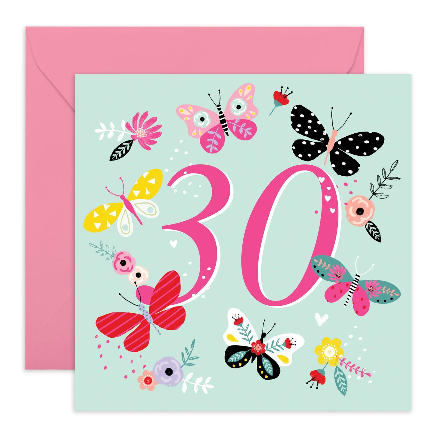 Butterfly Birthday Cards For Women Age Thirty - Thirtieth Birthday Card For Her - Pretty Butterflies Gifts - Happy 30th Bday Card For Sister Daughter Friends - Comes With Fun Stickers By Central 23
