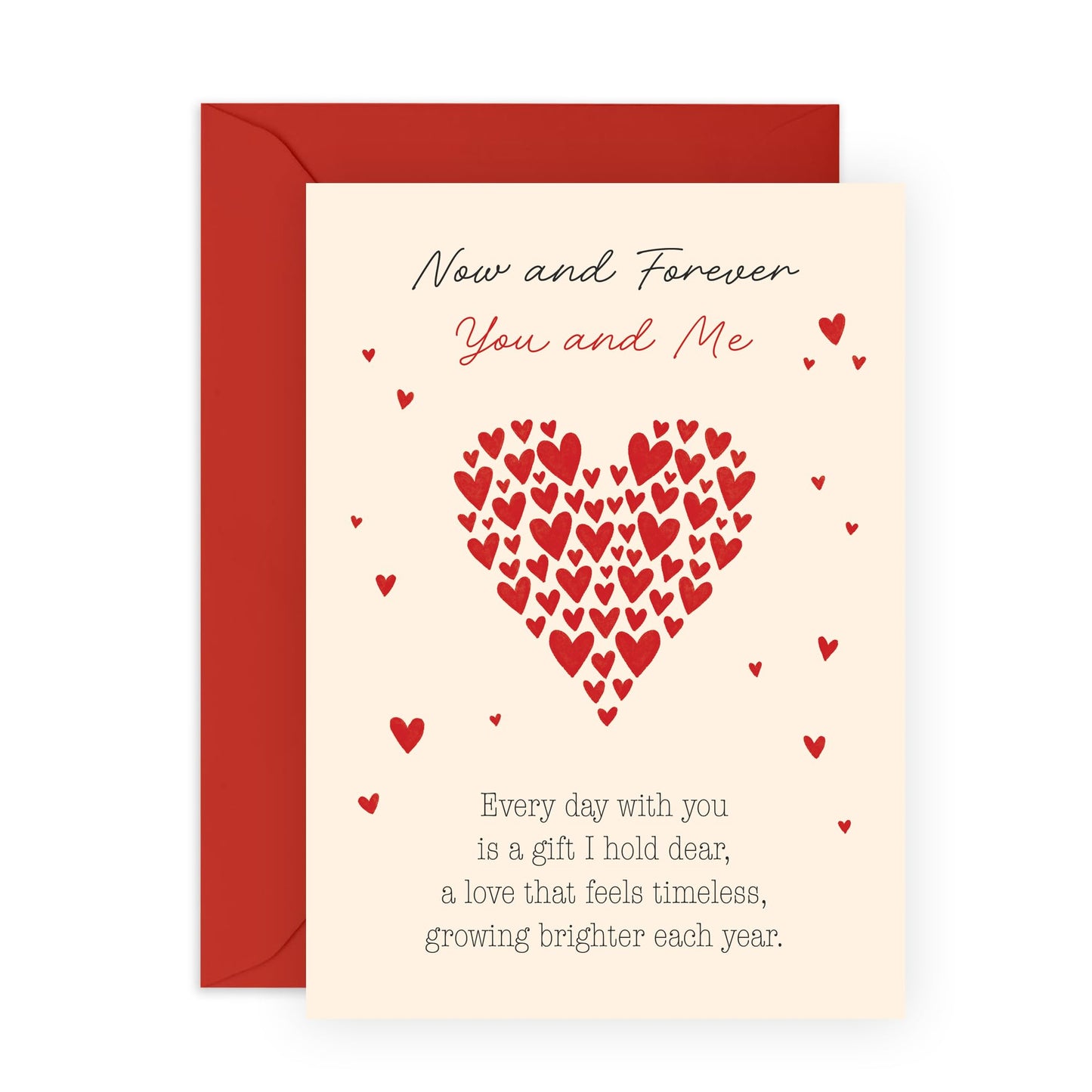Classic Anniversary Card for Him or Her - 'Now and Forever' - Gifts for Husband, Wife, Spouse, Babe, Hun, Other Half, Darling, Lovebug - Timeless Love- Comes with Fun Stickers