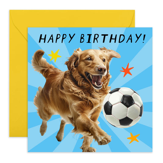 Birthday Greeting Card - 'FOOTBALL DOG!' - Perfect for Celebrating with a Fun Football-Themed Twist and Adorable Dog Design - Ideal for Adding Joy to Any Birthday - Comes With Stickers By Central 23