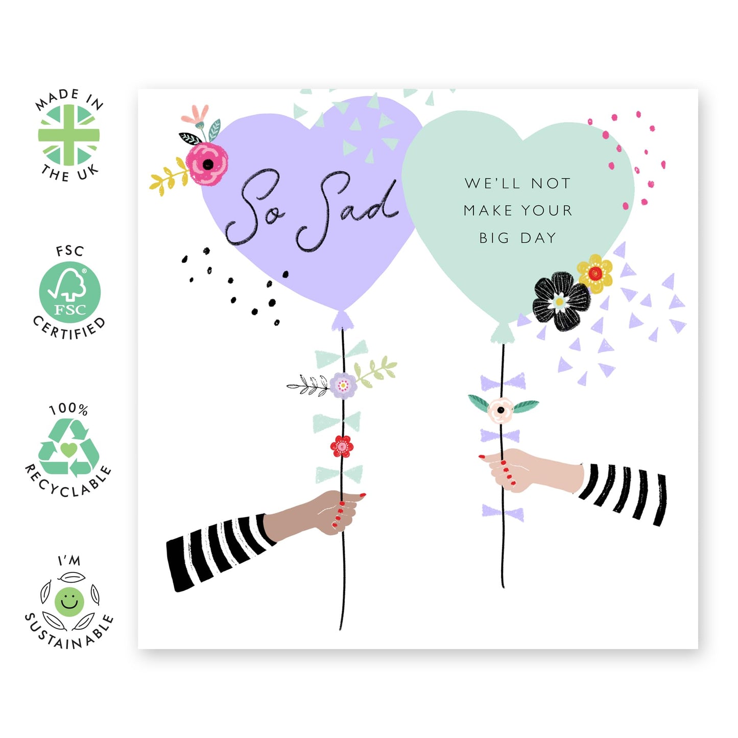Wedding Invitation Declined Card - So Sad We'll Not Make Your Big Day - Rsvp Reply Card From Entourage - Wedding Invitations Groom Bride - Comes With Fun Stickers By Central 23
