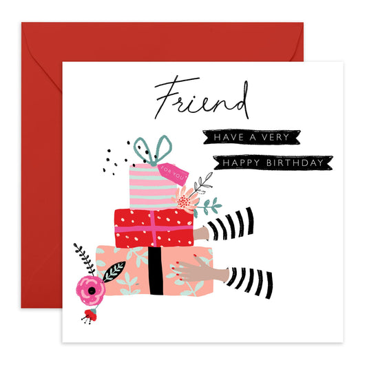 Friend Birthday Cards For Women - Floral Gifts Presents - Birthday Greeting Cards For Her - Floral Gifts For Female Friends - Comes With Cute Stickers - By Central 23